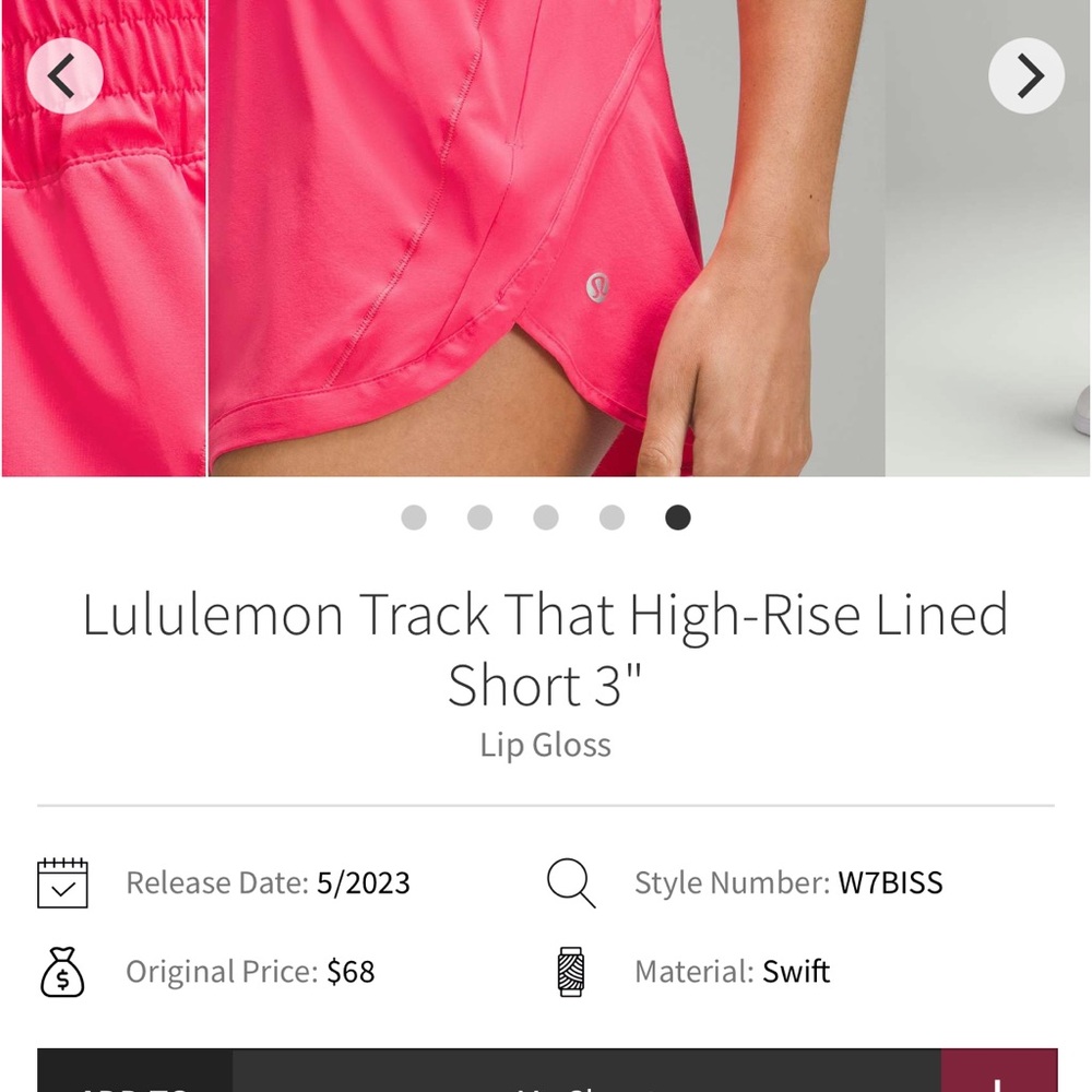 Lululemon Athletica Pink Athletic Shorts High-Rise